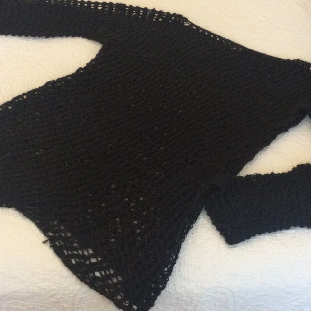 Black Open-Knit Women's Sweater